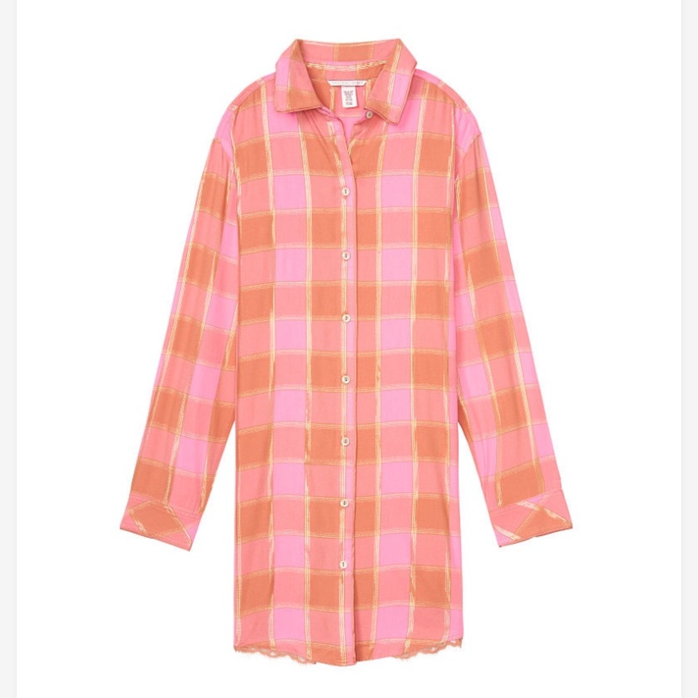 **new** Button-front Flannel Sleep Top